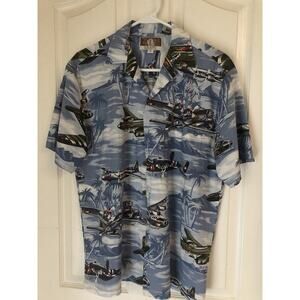 Kalaheo WW11 Pearl Harbor Hawaiian Camp Shirt B-25 Planes Men’s Small
